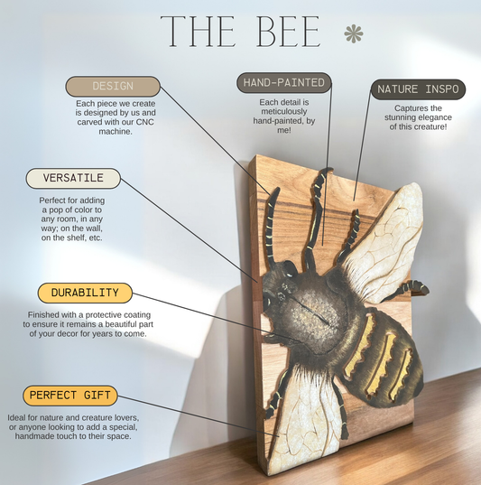 Wooden Bee Hand-Painted Wall Art