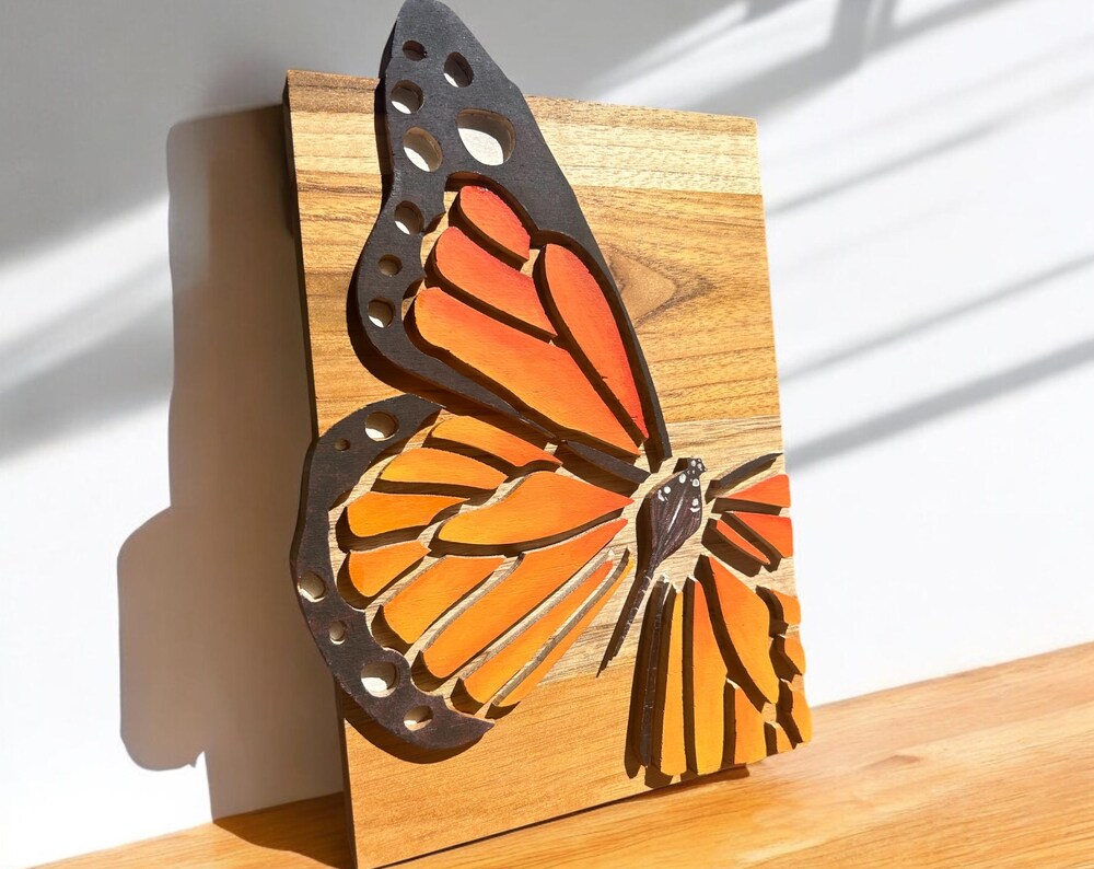 Wooden Hand-painted Butterfly Wall Art