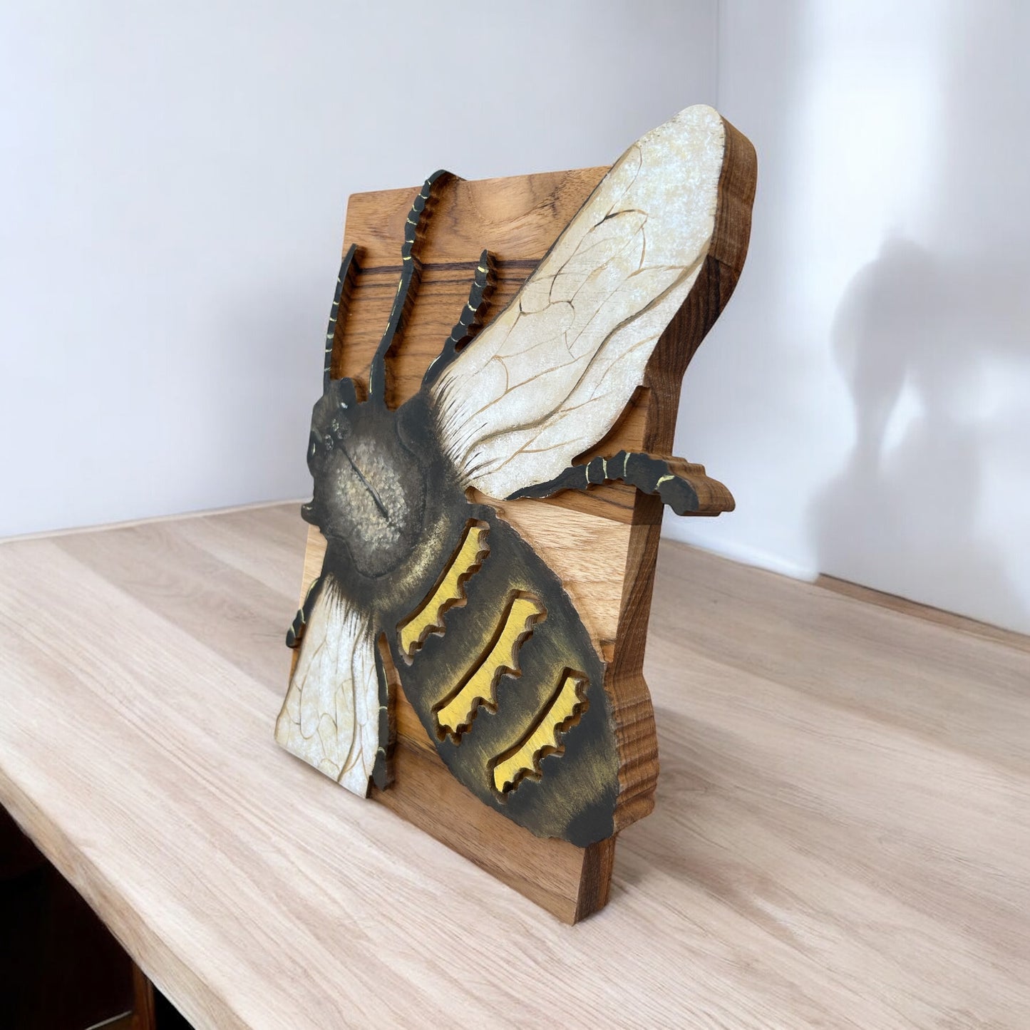 Wooden Bee Hand-Painted Wall Art