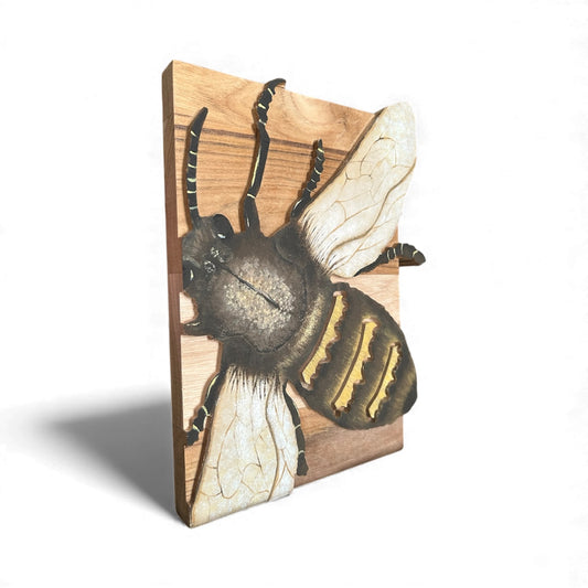 Wooden Bee Hand-Painted Wall Art