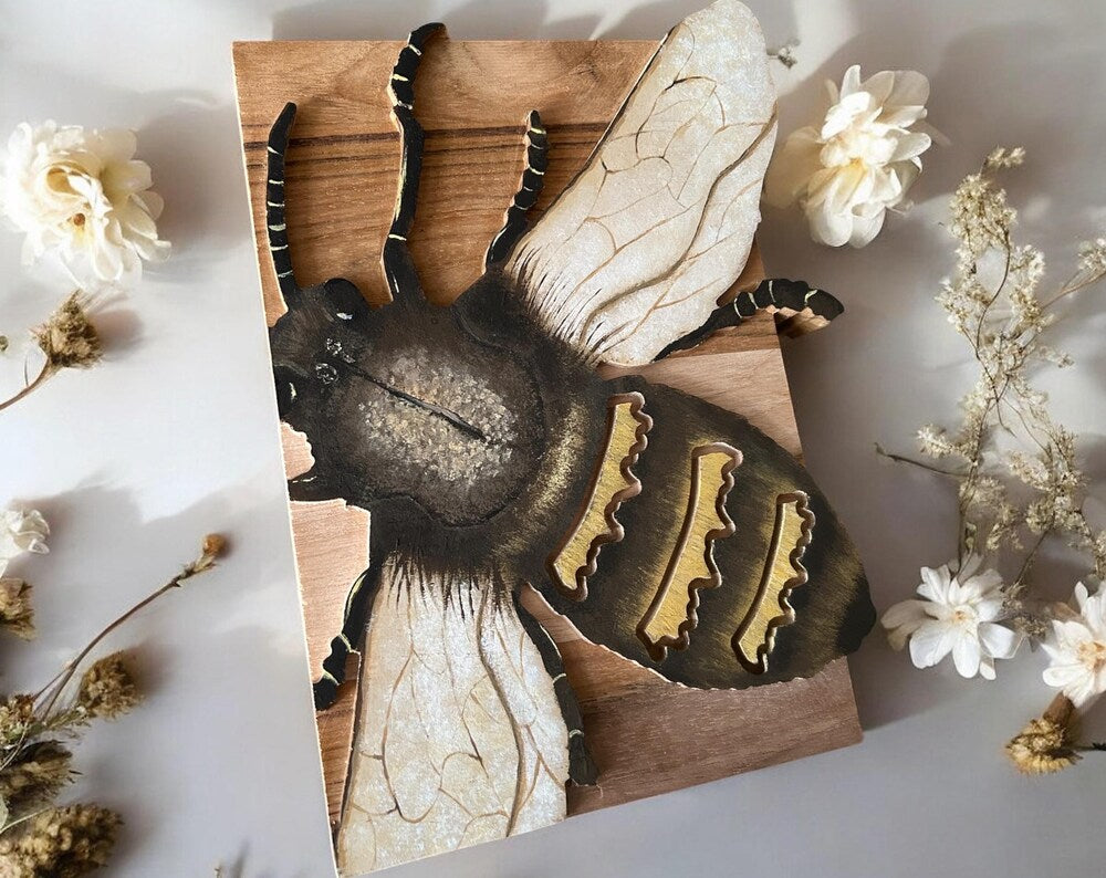 Wooden Bee Hand-Painted Wall Art