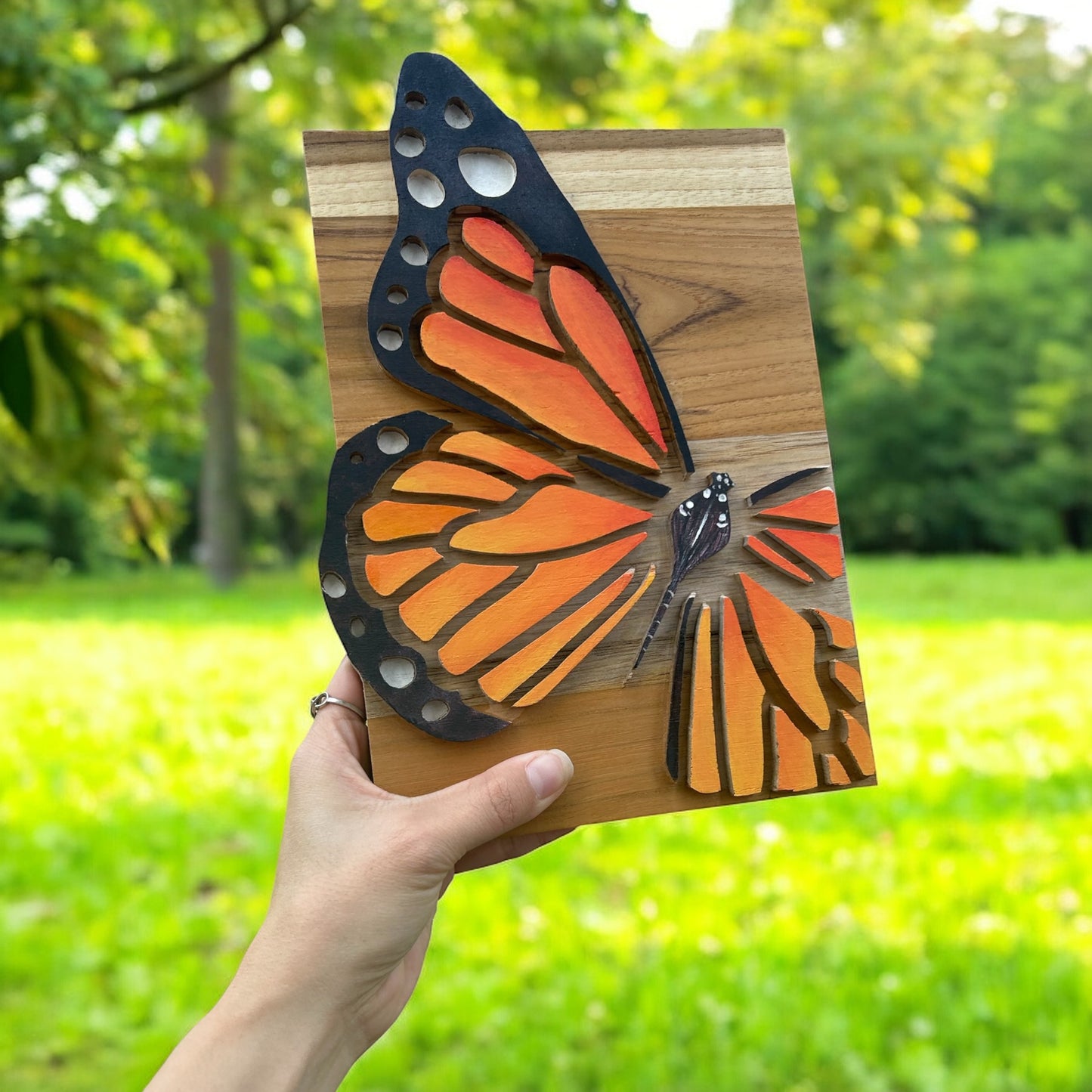 Wooden Hand-painted Butterfly Wall Art