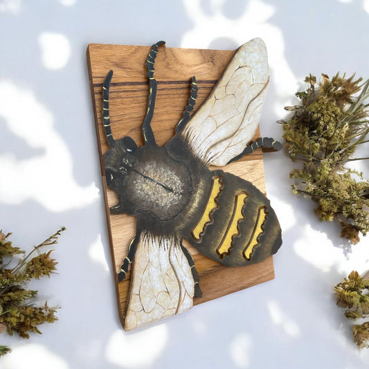 Wooden Bee Hand-Painted Wall Art