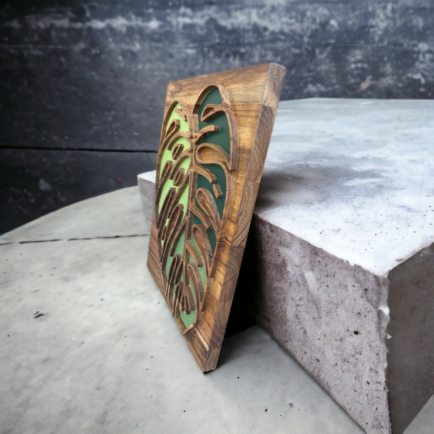Wooden Hand-Painted Monstera Leaf Wall Art